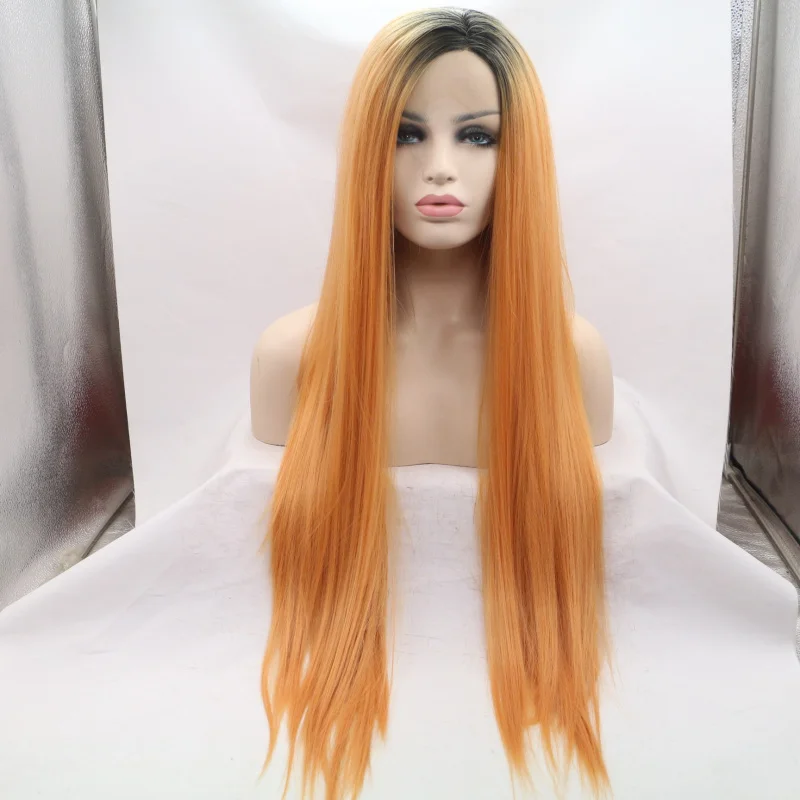 Front lace gradient pumpkin orange women's long straight hair, matte high-temperature synthetic fiber wig
Front lace gradient pumpkin orange women's long straight hair, matte high-temperature synthetic fiber wig