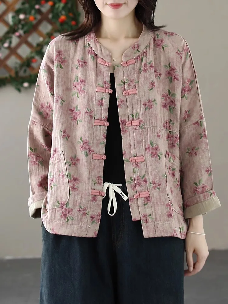 Retro Stand Collar Short Linen Jacket Women's Autumn Vintage Washed Print Outerwear Commute Style Long Sleeve Plant Floral
Retro Stand Collar Short Linen Jacket Women's Autumn Vintage Washed Print Outerwear Commute Style Long Sleeve Plant Floral