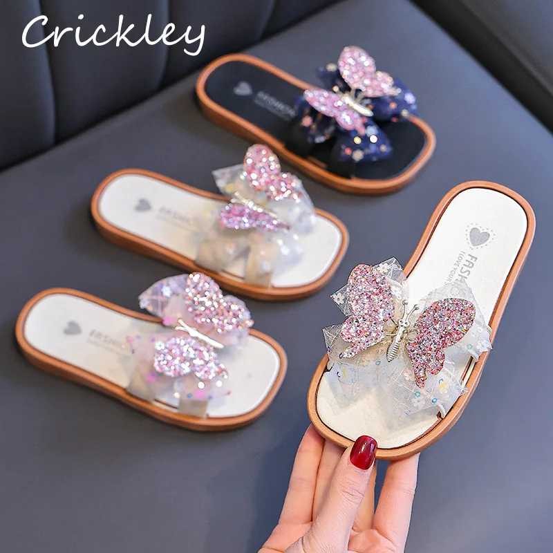 Butterfly Bling Girls Slippers Yarn PVC Anti Slip Children Princess Shoes 2025 Summer Fashion Soft Sole Kids Beach Slippers
Butterfly Bling Girls Slippers Yarn PVC Anti Slip Children Princess Shoes 2025 Summer Fashion Soft Sole Kids Beach Slippers
