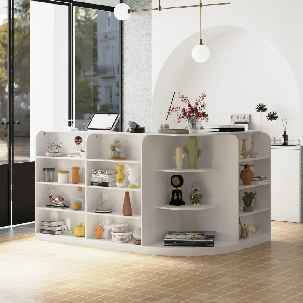 Desk for Retail and Checkout, L-Shape Front Desk with 3 Drawers and Display Shelves, Reception Counter Table for Shop,Customized
Desk for Retail and Checkout, L-Shape Front Desk with 3 Drawers and Display Shelves, Reception Counter Table for Shop,Customized