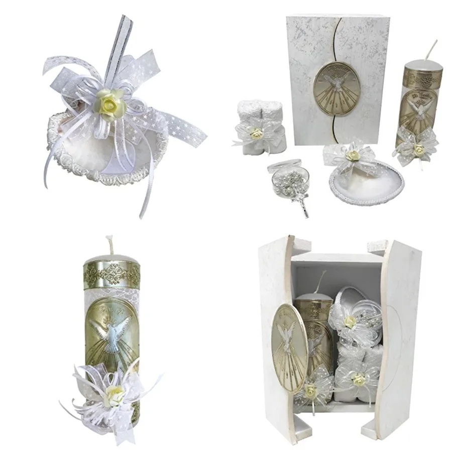 Arcangeles Mexicanos Catholic Baptism Candle Set in a Wooden Box with Towel, Candle, Rosary and Shell for Baby Boys and Girls.
Arcangeles Mexicanos Catholic Baptism Candle Set in a Wooden Box with Towel, Candle, Rosary and Shell for Baby Boys and Girls.