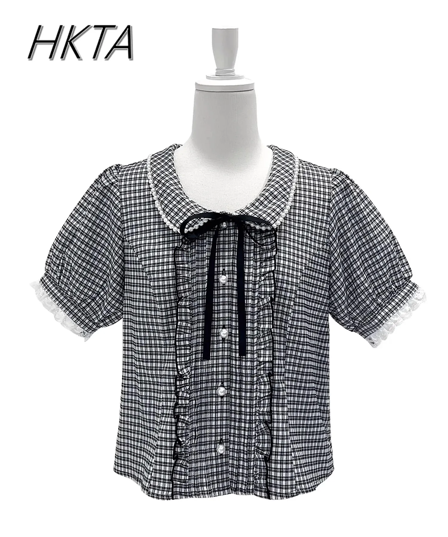 Japanese Style Sweet Cute Bubble Short Sleeves Doll Collar Shirts Women Mine Commuting Bow Lace Stitching Lolita Blusas Girl
Japanese Style Sweet Cute Bubble Short Sleeves Doll Collar Shirts Women Mine Commuting Bow Lace Stitching Lolita Blusas Girl