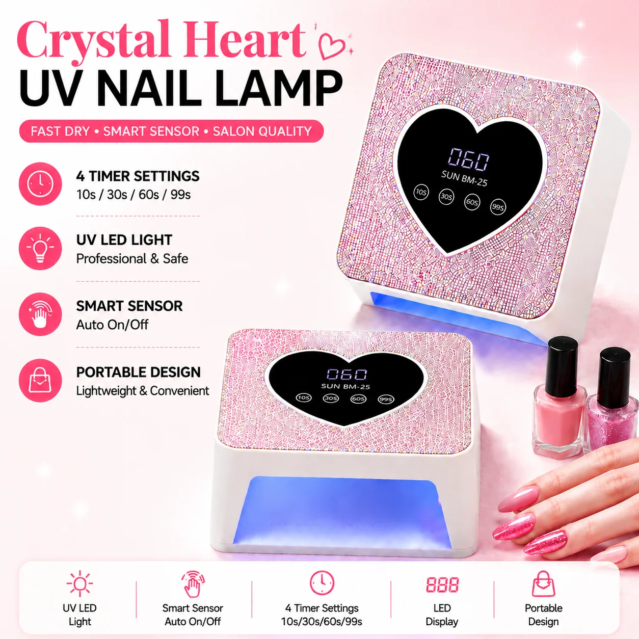 Professional 21LED Nail Lamp UV Gel Nail Polish Dryer with 4 Timers and Automatic Sensor Curing Light for Manicure Salon Tools
Professional 21LED Nail Lamp UV Gel Nail Polish Dryer with 4 Timers and Automatic Sensor Curing Light for Manicure Salon Tools