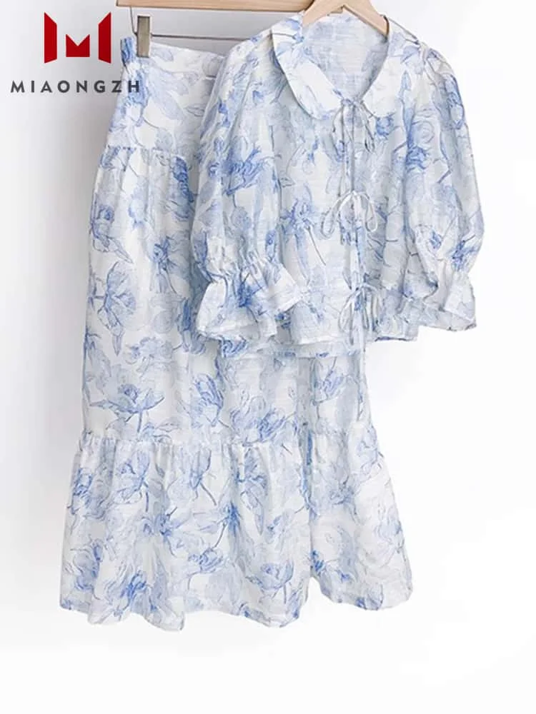2025 New Elegant Printing Suit For Women Long Sleeve Lace Up Shirt Blouse Or High Waist Patchwork Casual Skirt Women's Fashion
2025 New Elegant Printing Suit For Women Long Sleeve Lace Up Shirt Blouse Or High Waist Patchwork Casual Skirt Women's Fashion