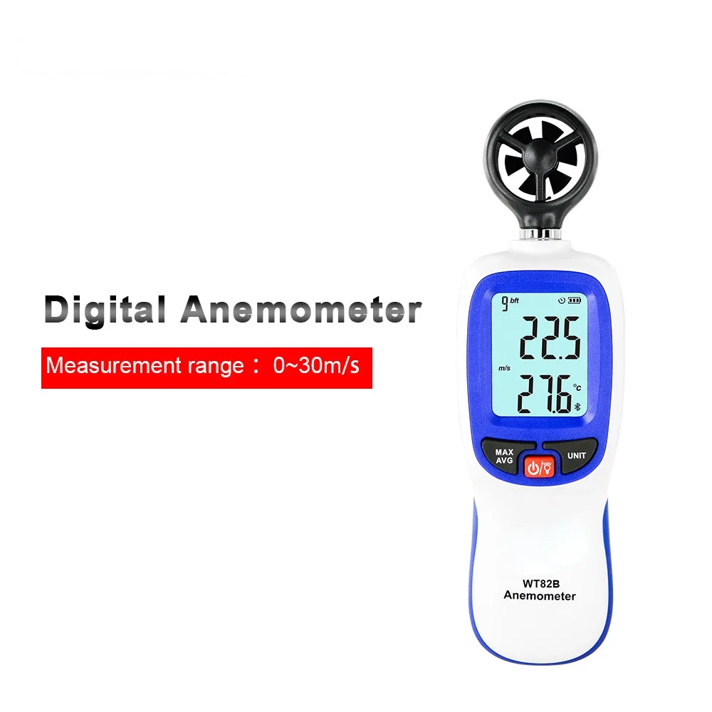WT82B Bluetooth Digital Mini Anemometer Data Transmission Temperature and Velocimeter
WT82B Bluetooth Digital Mini Anemometer Data Transmission Temperature and Velocimeter