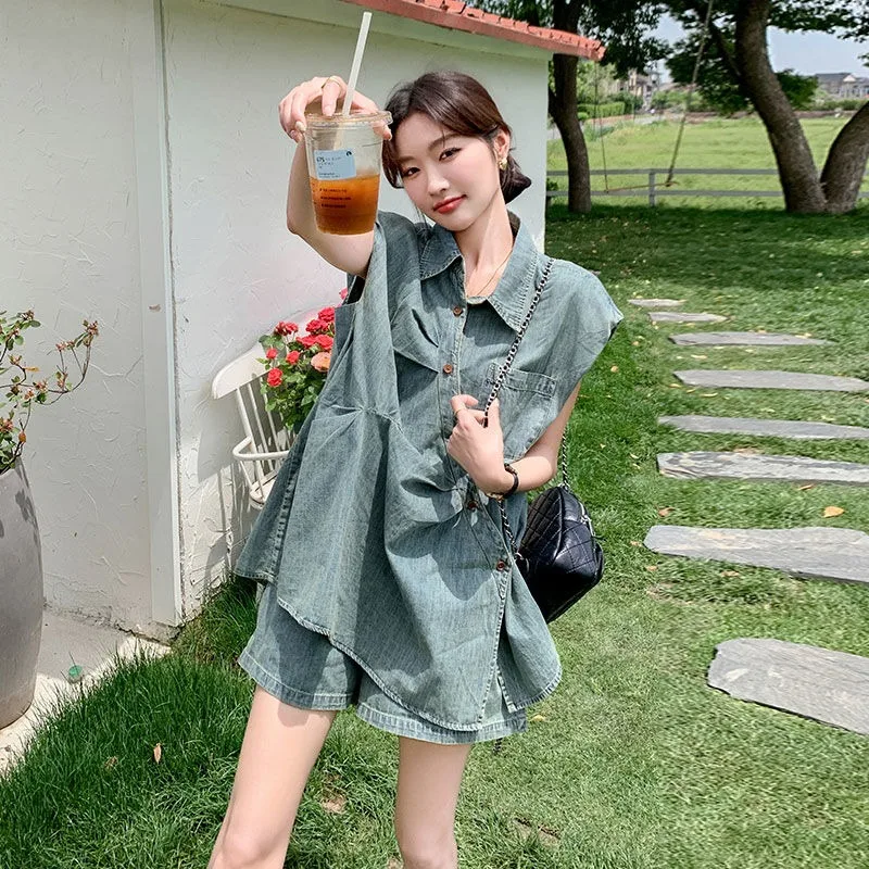 A Stylish Cool Denim Suit Pants for Women's Summer Wear, A New High-end and Stylish Two-piece Set of Cool and Cool Sister Shorts
A Stylish Cool Denim Suit Pants for Women's Summer Wear, A New High-end and Stylish Two-piece Set of Cool and Cool Sister Shorts