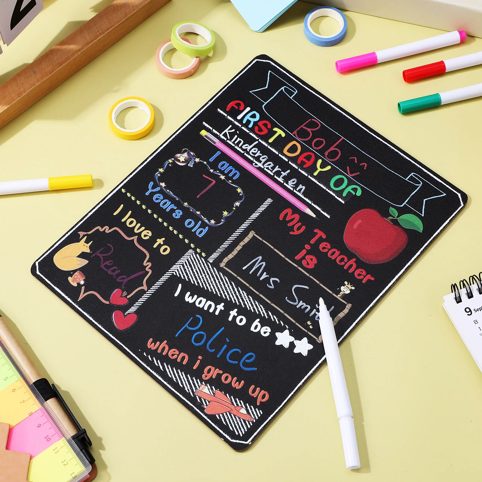 2 Pcs Double sided Printed Blackboard Small First Day of School Sign Cartoon Chalkboard Classroom Decor Preschool Class
2 Pcs Double sided Printed Blackboard Small First Day of School Sign Cartoon Chalkboard Classroom Decor Preschool Class