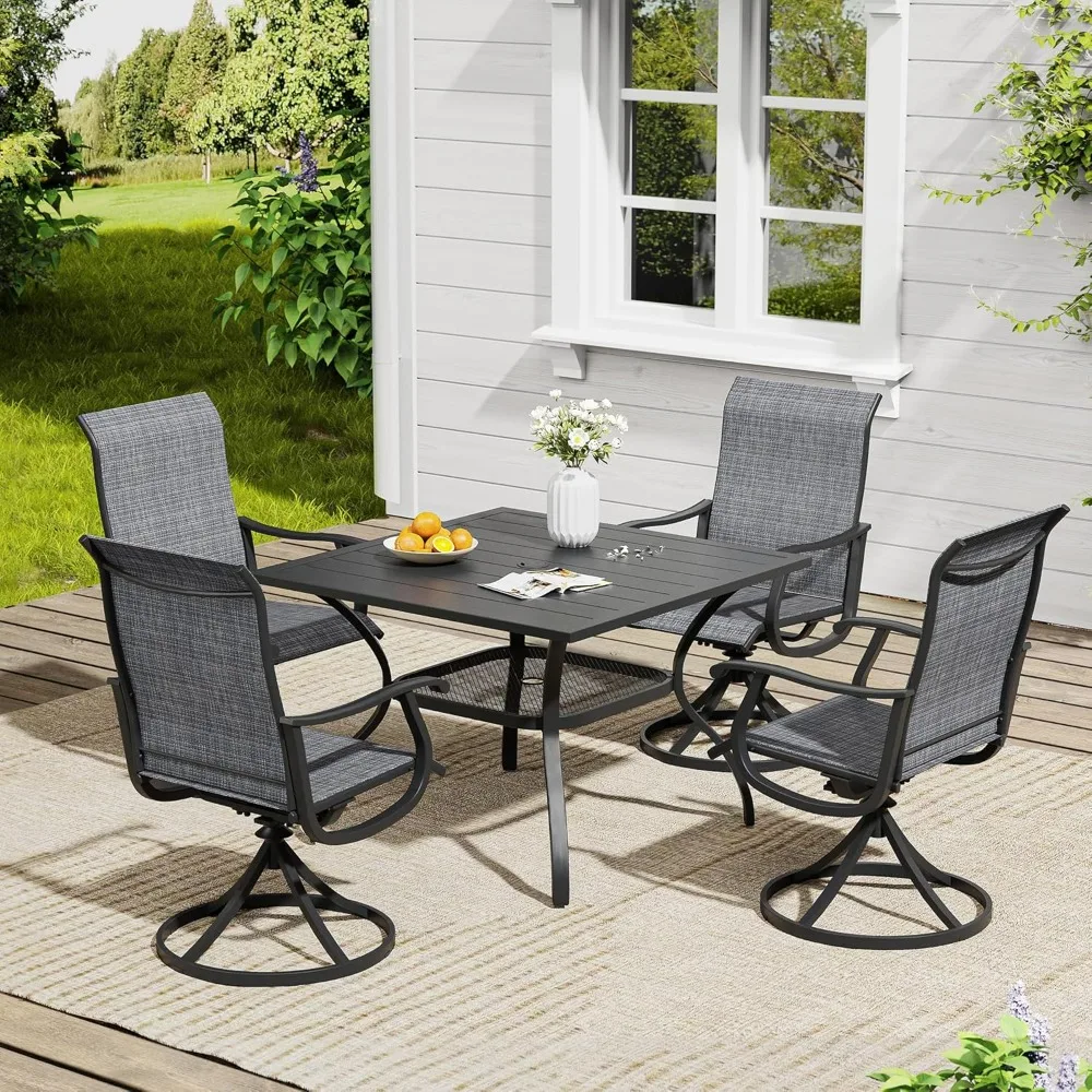 Outdoor Dining Set, Patio Furniture Set of 6 Patio Swivel Dining Chairs and Rectangular Patio Table with Storage Shelf
Outdoor Dining Set, Patio Furniture Set of 6 Patio Swivel Dining Chairs and Rectangular Patio Table with Storage Shelf