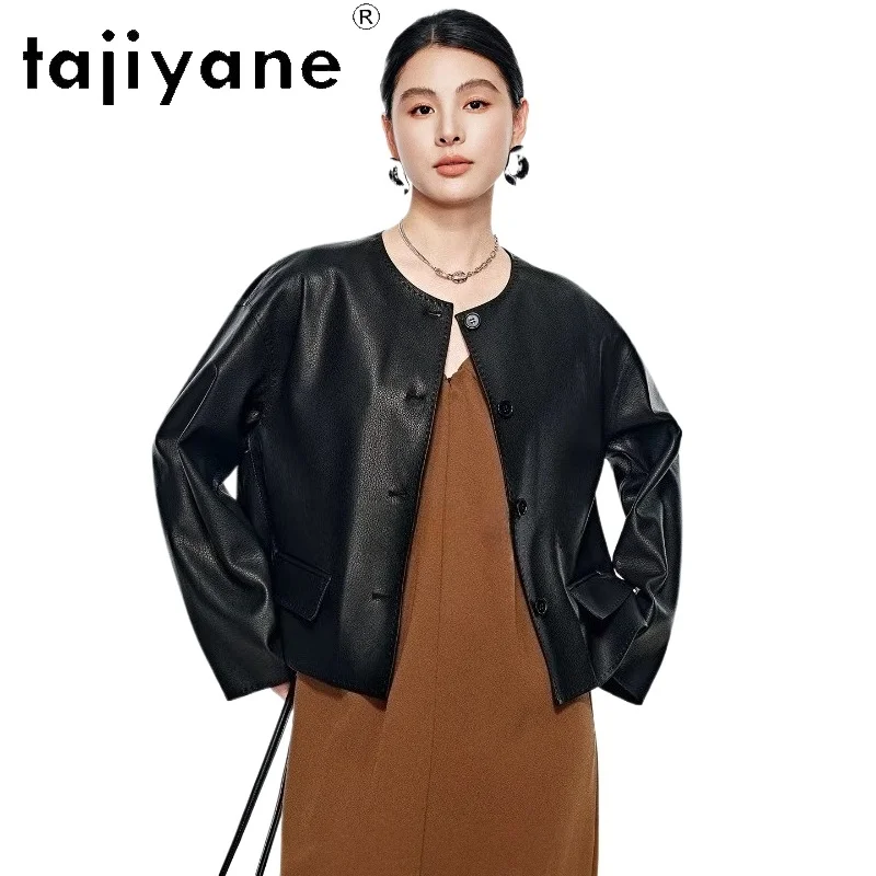 TAJIYANE 100% Real Goatskin Jackets Women Lychee Grain Cropped O-Neck Coats 2026 Spring Genuine Leather Jacket Woman Clothes 봄자켓
TAJIYANE 100% Real Goatskin Jackets Women Lychee Grain Cropped O-Neck Coats 2026 Spring Genuine Leather Jacket Woman Clothes 봄자켓