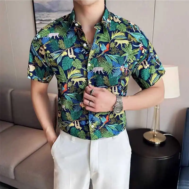 Korean Trend Versatile Casual Summer Men's Square Collar Print Single Breasted Young Style Fashion Loose Half Sleeve Shirts Tops
Korean Trend Versatile Casual Summer Men's Square Collar Print Single Breasted Young Style Fashion Loose Half Sleeve Shirts Tops