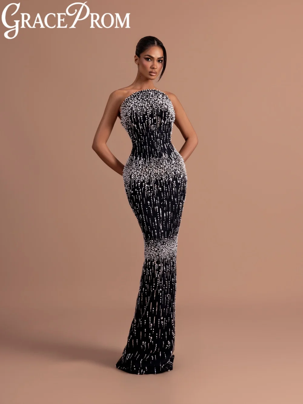 Exquisite Pearls Evening Dress Elegant Strapless Sheath Long Wedding Party Gowns Customized Sparkling Glamorous Banquet Gowns
Exquisite Pearls Evening Dress Elegant Strapless Sheath Long Wedding Party Gowns Customized Sparkling Glamorous Banquet Gowns