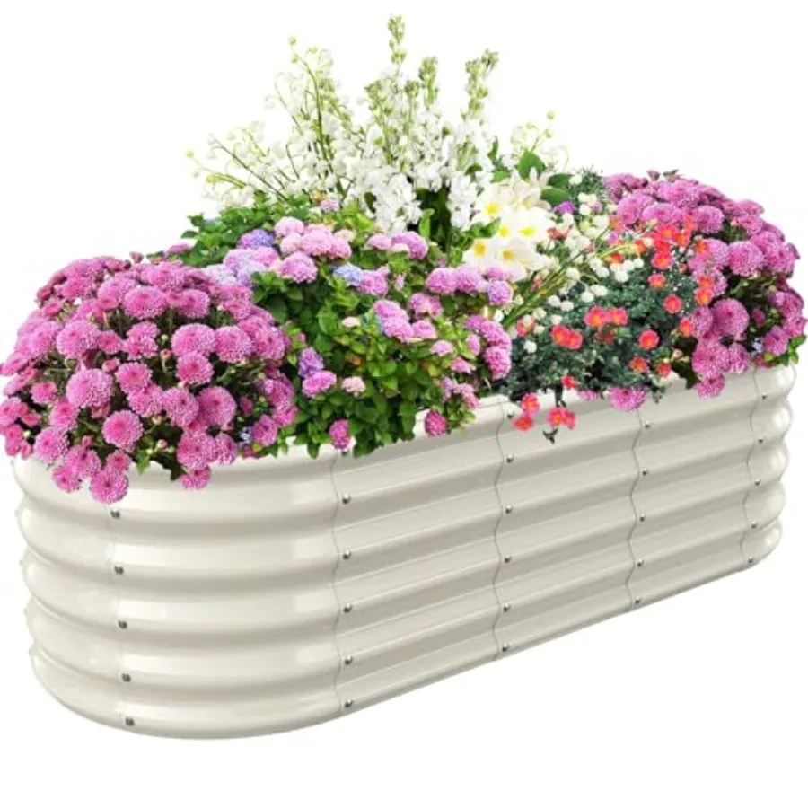 17 Tall Elevated Oval Metal Raised Garden Bed 5ft x 2ft White 5X2X1.4 FT Durable 0.8MM Thick Planter for Patio Garden Outdoor V
17 Tall Elevated Oval Metal Raised Garden Bed 5ft x 2ft White 5X2X1.4 FT Durable 0.8MM Thick Planter for Patio Garden Outdoor V