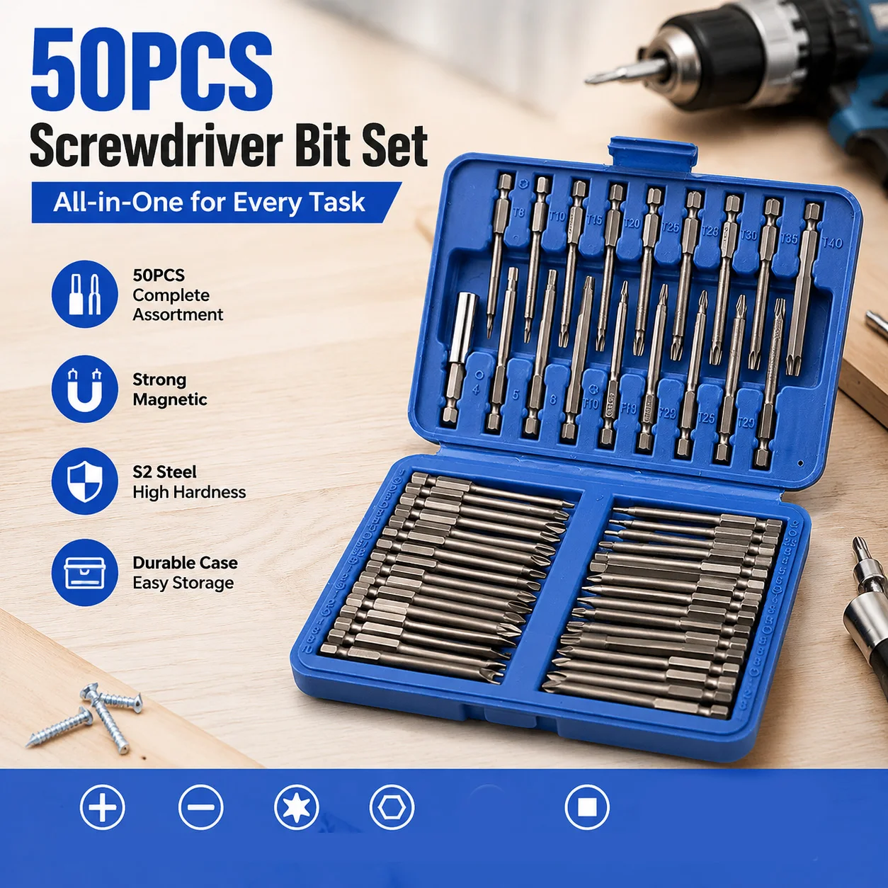 75mm Extra Long Magnetic Screwdriver Bit Set 50/36pcs Security Torx Star Hex Spline 1/4 Inch Drive Professional Repair Kit
75mm Extra Long Magnetic Screwdriver Bit Set 50/36pcs Security Torx Star Hex Spline 1/4 Inch Drive Professional Repair Kit