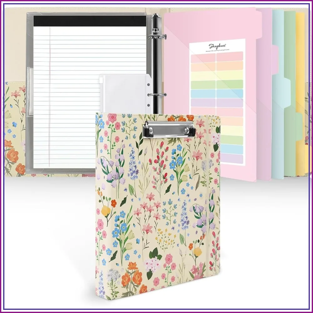 1 Inch 3-Ring Binder with Clipboard, PU Aesthetic Binder with 5 Dividers, Notepad, Stickers & Pockets for Work and School (Letter Size)
1 Inch 3-Ring Binder with Clipboard, PU Aesthetic Binder with 5 Dividers, Notepad, Stickers & Pockets for Work and School (Letter Size)