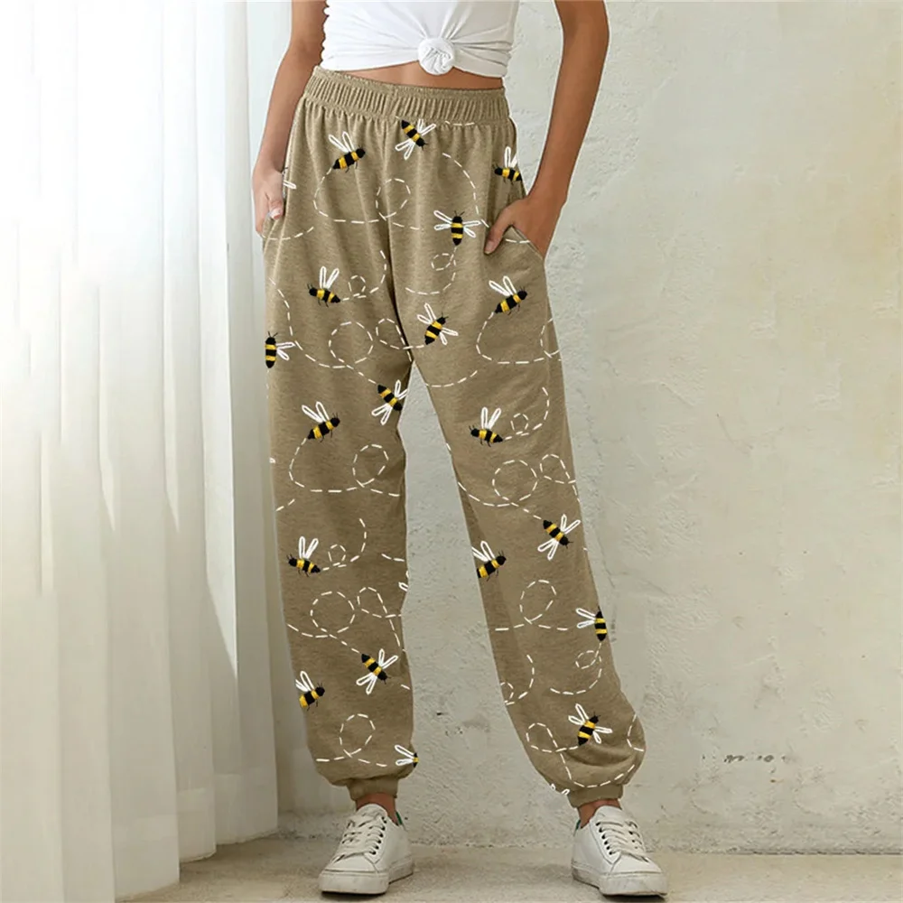 New autumn and winter fashion casual women's pocket sports pants, Little Bee 3D printed street sports pants
New autumn and winter fashion casual women's pocket sports pants, Little Bee 3D printed street sports pants