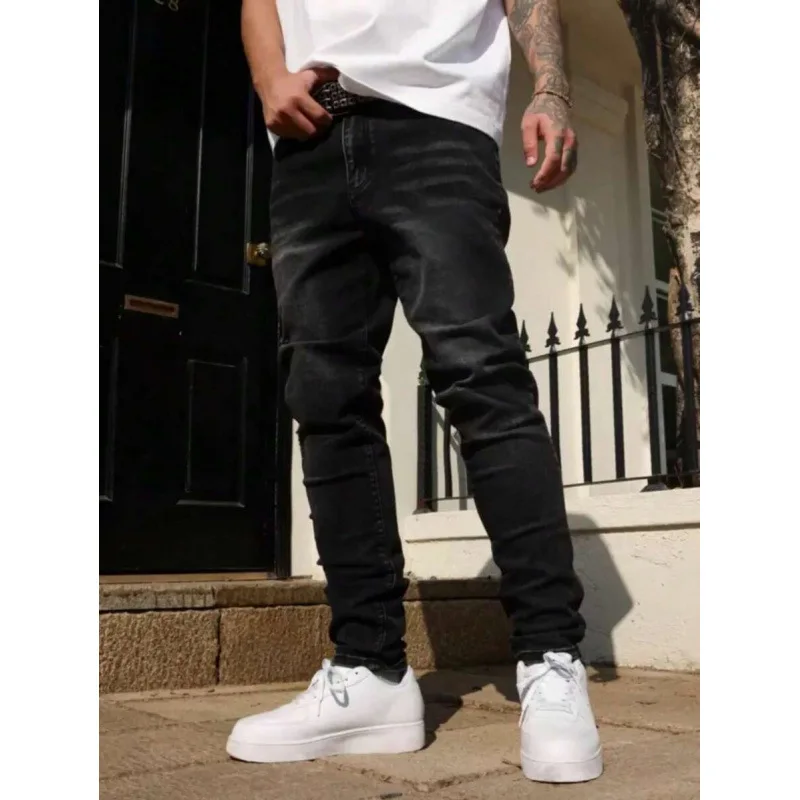 Slim Fit Men's Jeans Durable Non-Shrinking Blue Denim Trousers for Men Spring Season Neutral Audience Rope Closure at Waist
Slim Fit Men's Jeans Durable Non-Shrinking Blue Denim Trousers for Men Spring Season Neutral Audience Rope Closure at Waist