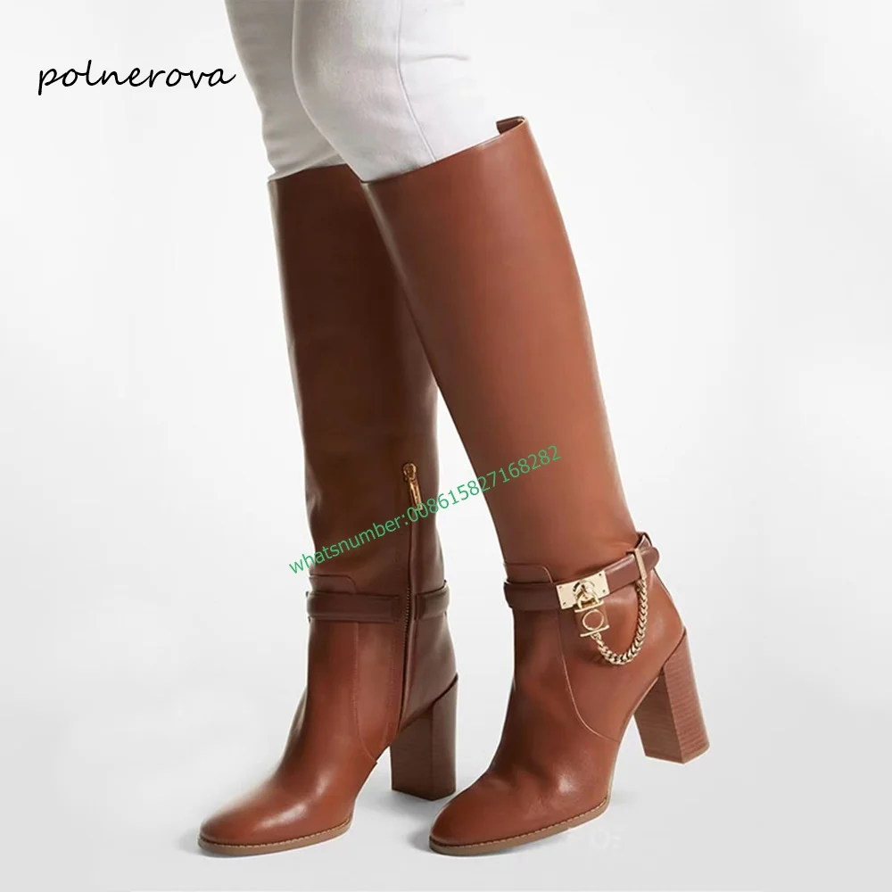 Fashion Chain Belt Buckle Long Boots Genuine Leather Chunky Heel Boots Runway Party Shoes for Women Autumn Winter Leisure Sexy
Fashion Chain Belt Buckle Long Boots Genuine Leather Chunky Heel Boots Runway Party Shoes for Women Autumn Winter Leisure Sexy