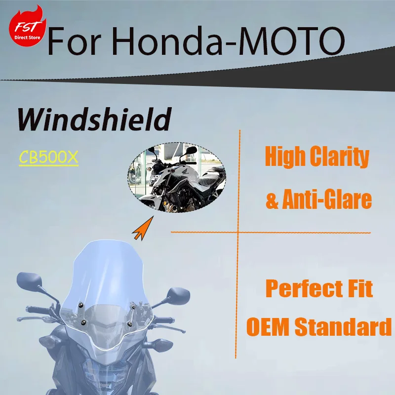 Imported Material Windshield for Honda CB500X, Heightened Front Wind Screen
Imported Material Windshield for Honda CB500X, Heightened Front Wind Screen