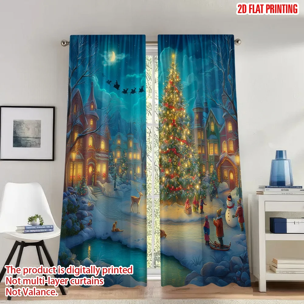 2pcs 2D flat printing Happy Christmas Party Curtains Cozy Winter Christmas Village Scene Digital Printed Polyester Drapes
2pcs 2D flat printing Happy Christmas Party Curtains Cozy Winter Christmas Village Scene Digital Printed Polyester Drapes