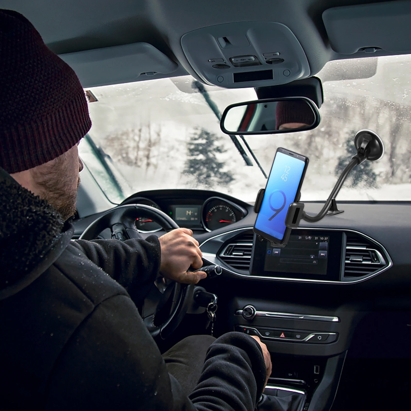 Suction Cup Car Phone Holder Premium Flexible Gooseneck with Rotating Ball Joint for Dashboard Windshield Mount Universal Phone
Suction Cup Car Phone Holder Premium Flexible Gooseneck with Rotating Ball Joint for Dashboard Windshield Mount Universal Phone