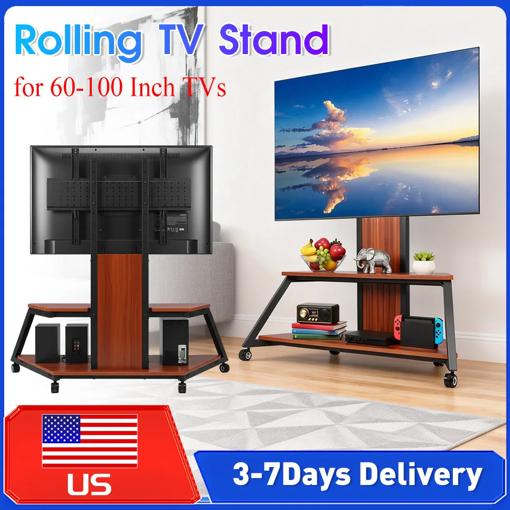 Мобильная подставка для телевизоров с диагональю 60-100 дюймов, для LCD и LED панелей, до 220 фунтов, с двумя полками и креплением.
Мобильная подставка для телевизоров с диагональю 60-100 дюймов, для LCD и LED панелей, до 220 фунтов, с двумя полками и креплением.