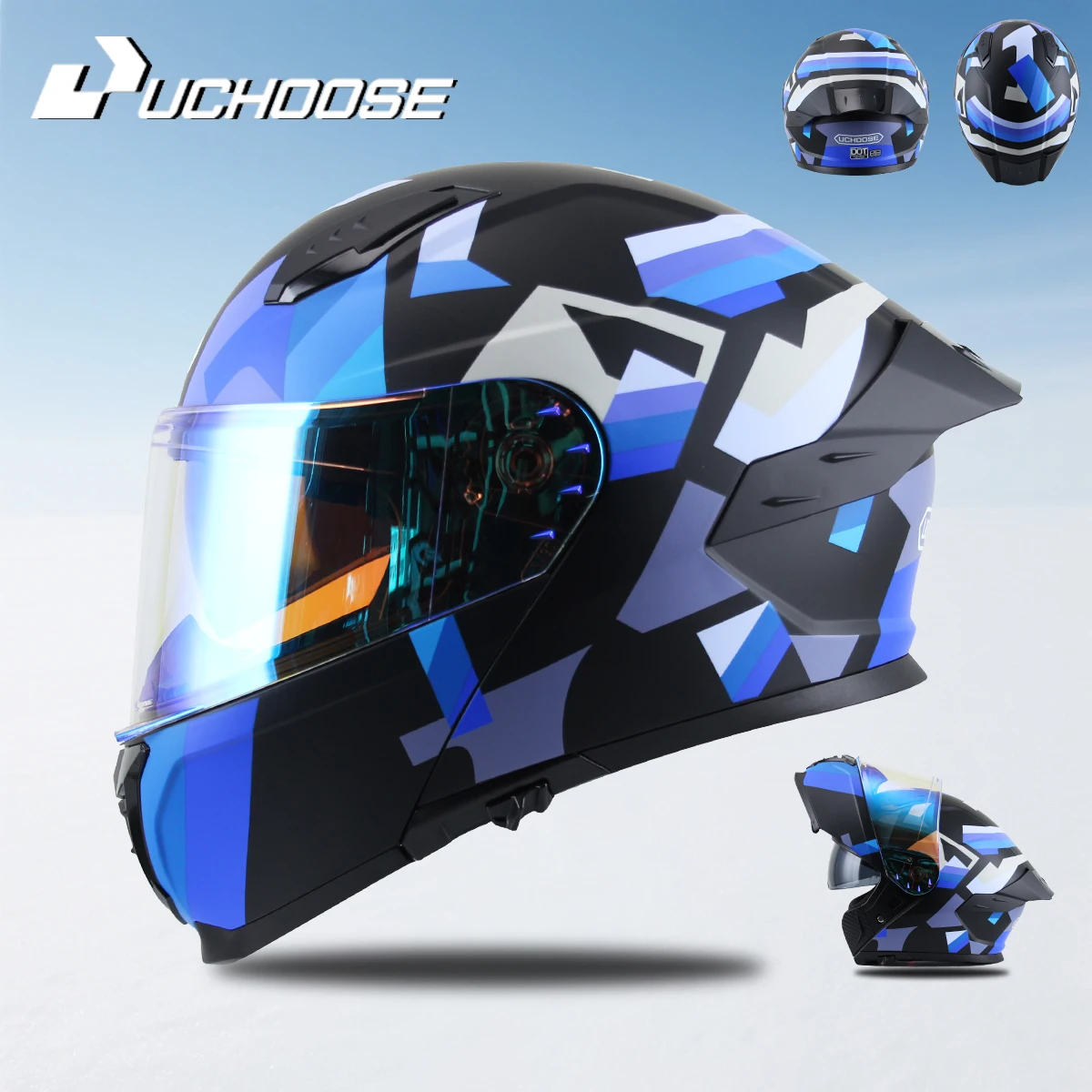 Uchoose DOT Approved Full Face Helmets Crash Motorbike Protective Gear Men Women Flip Up Helmet Motorcycle Double Sun Visor
Uchoose DOT Approved Full Face Helmets Crash Motorbike Protective Gear Men Women Flip Up Helmet Motorcycle Double Sun Visor