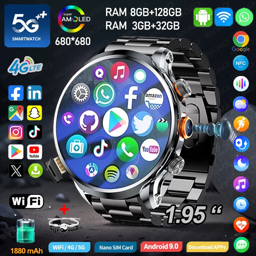 4G Smart Watch Man 1.95 inch 680*680 AMOLED 8GB+128GB RAM HD Video Call 800W Camera GPS Map WIFI Google Play Smartwatch 1880 Mah
4G Smart Watch Man 1.95 inch 680*680 AMOLED 8GB+128GB RAM HD Video Call 800W Camera GPS Map WIFI Google Play Smartwatch 1880 Mah