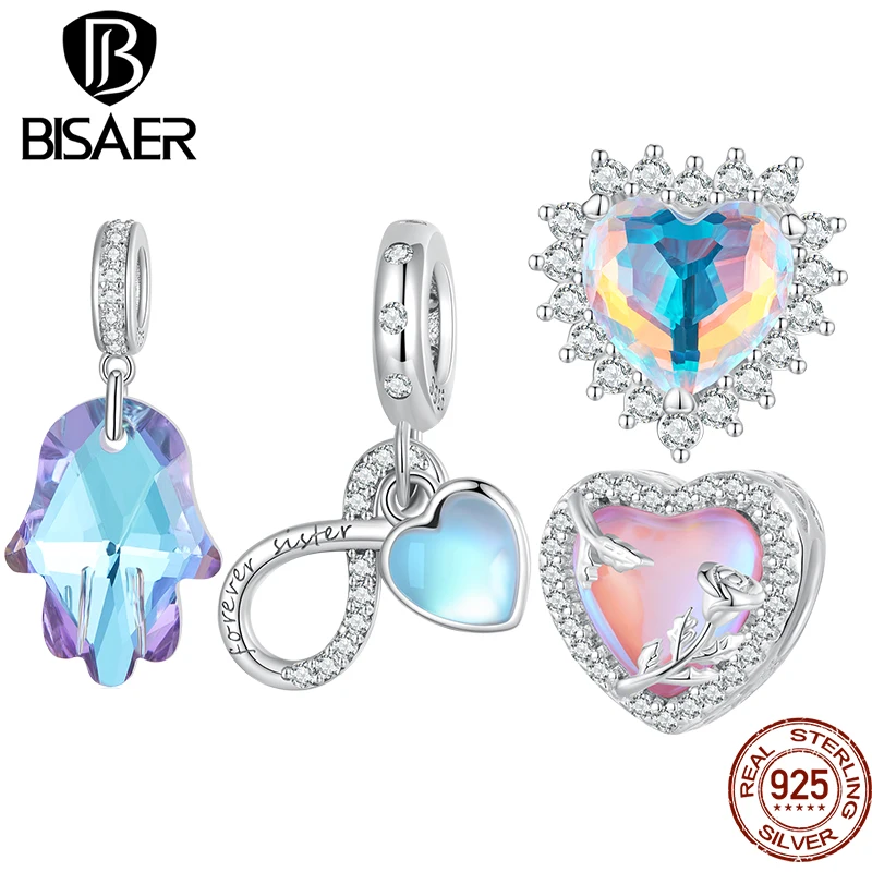 BISAER 925 Sterling Silver Colorful Heart Charms Bead Eternal Sisterhood Fatima's Hand Pendant Fit Women Bracelet Fine Jewelry
BISAER 925 Sterling Silver Colorful Heart Charms Bead Eternal Sisterhood Fatima's Hand Pendant Fit Women Bracelet Fine Jewelry
