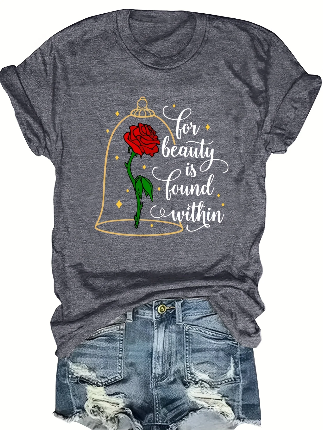 Fashionable Floral Letter Print round Neck Short Sleeve Top for Women Stylish Casual Print T-Shirt
Fashionable Floral Letter Print round Neck Short Sleeve Top for Women Stylish Casual Print T-Shirt