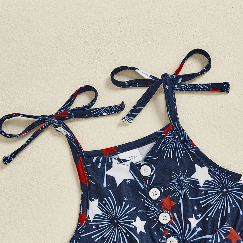 Toddler Boy 4th of July Denim Shorts American Flag Print Sleeveless Romper with Adjustable Straps and Belt
Toddler Boy 4th of July Denim Shorts American Flag Print Sleeveless Romper with Adjustable Straps and Belt