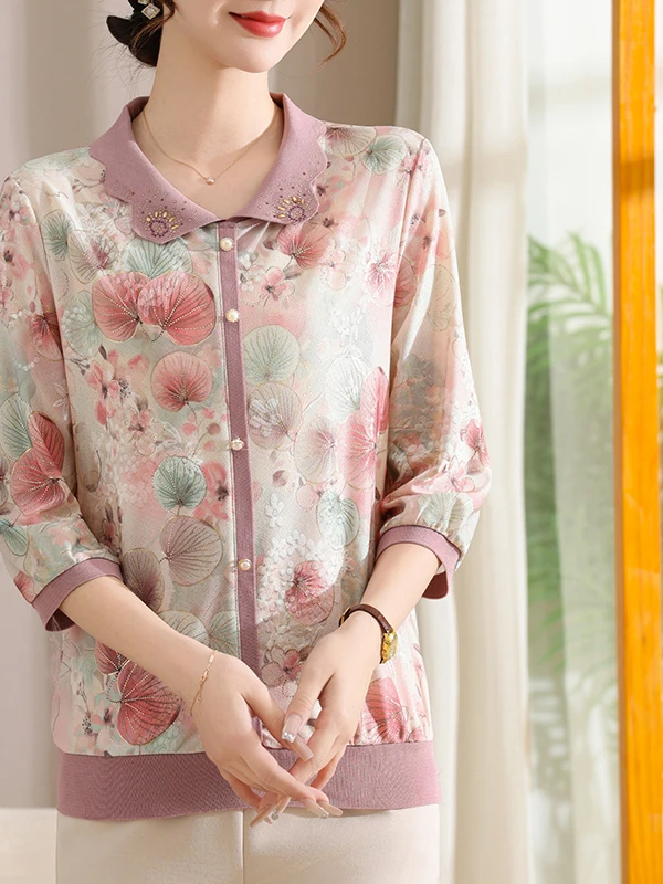 Floral Print Turn-down Collar Mid-sleeve T-shirt Fashionable Middle-aged And Elderly Women's Clothing Breathable Lightweight ...
Floral Print Turn-down Collar Mid-sleeve T-shirt Fashionable Middle-aged And Elderly Women's Clothing Breathable Lightweight ...