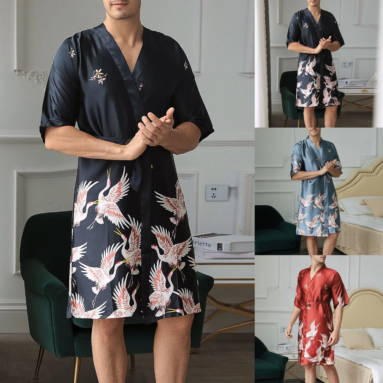 Mens Dressing Gown Summer Medium Length Printed Silk Dressing Gown Bridegrooms Best Man Dressing Gown Sexy Pajamas Fuzzy
Mens Dressing Gown Summer Medium Length Printed Silk Dressing Gown Bridegrooms Best Man Dressing Gown Sexy Pajamas Fuzzy