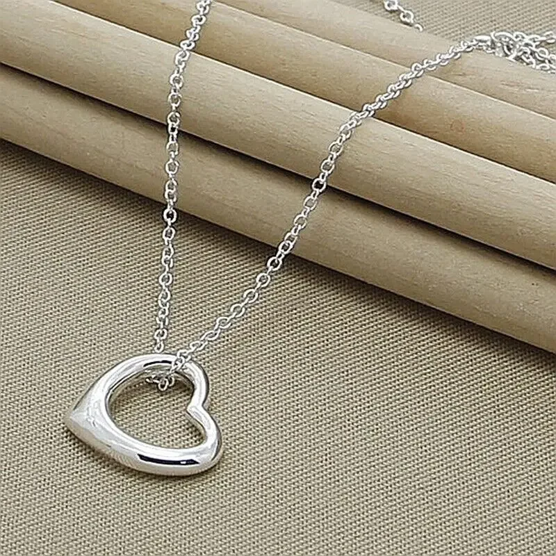 925 Sterling Silver Dainty Love Heart Pendant Necklace Chain Women Wedding Party Jewelry
925 Sterling Silver Dainty Love Heart Pendant Necklace Chain Women Wedding Party Jewelry