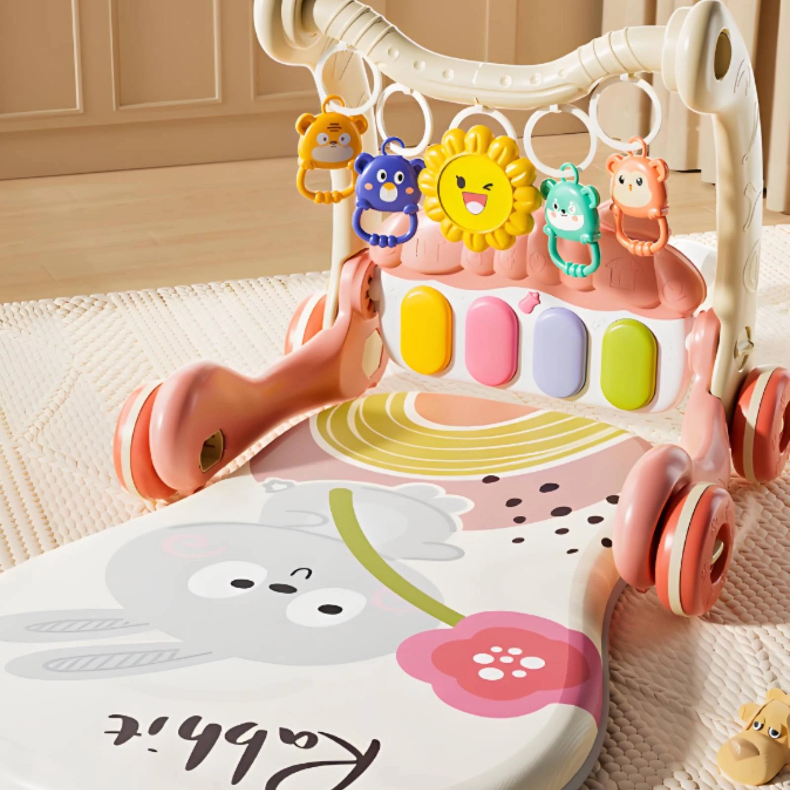 2-in-1 Baby Activity Gym Stroller Detachable Play Mat Baby Activity Stroller Walk-Behind Guide Curved Push Handle for Babies
2-in-1 Baby Activity Gym Stroller Detachable Play Mat Baby Activity Stroller Walk-Behind Guide Curved Push Handle for Babies
