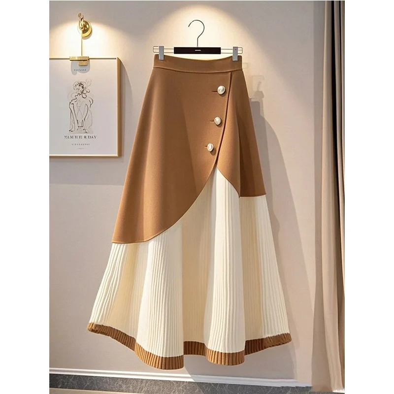 Temperament Knitting A-line Skirt 2024 Winter New Fashion High Waist Patchwork Irregular Skirts Ladies Fashionable Buttons Dress
Temperament Knitting A-line Skirt 2024 Winter New Fashion High Waist Patchwork Irregular Skirts Ladies Fashionable Buttons Dress