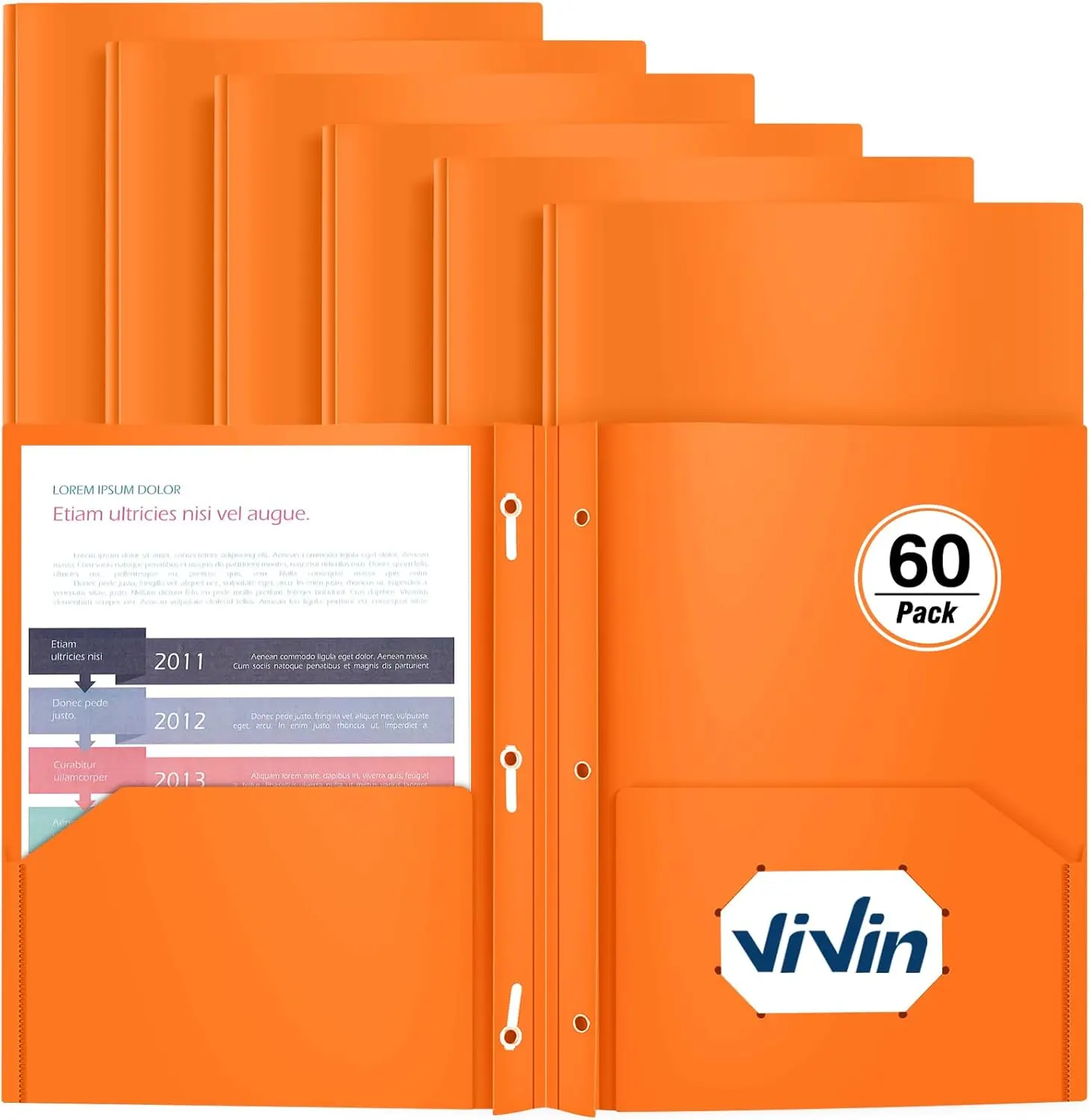 60 Pack Heavy Duty Plastic Folder with Brads, Letter Size Poly File with 3 Prongs Fasteners - Orange
60 Pack Heavy Duty Plastic Folder with Brads, Letter Size Poly File with 3 Prongs Fasteners - Orange