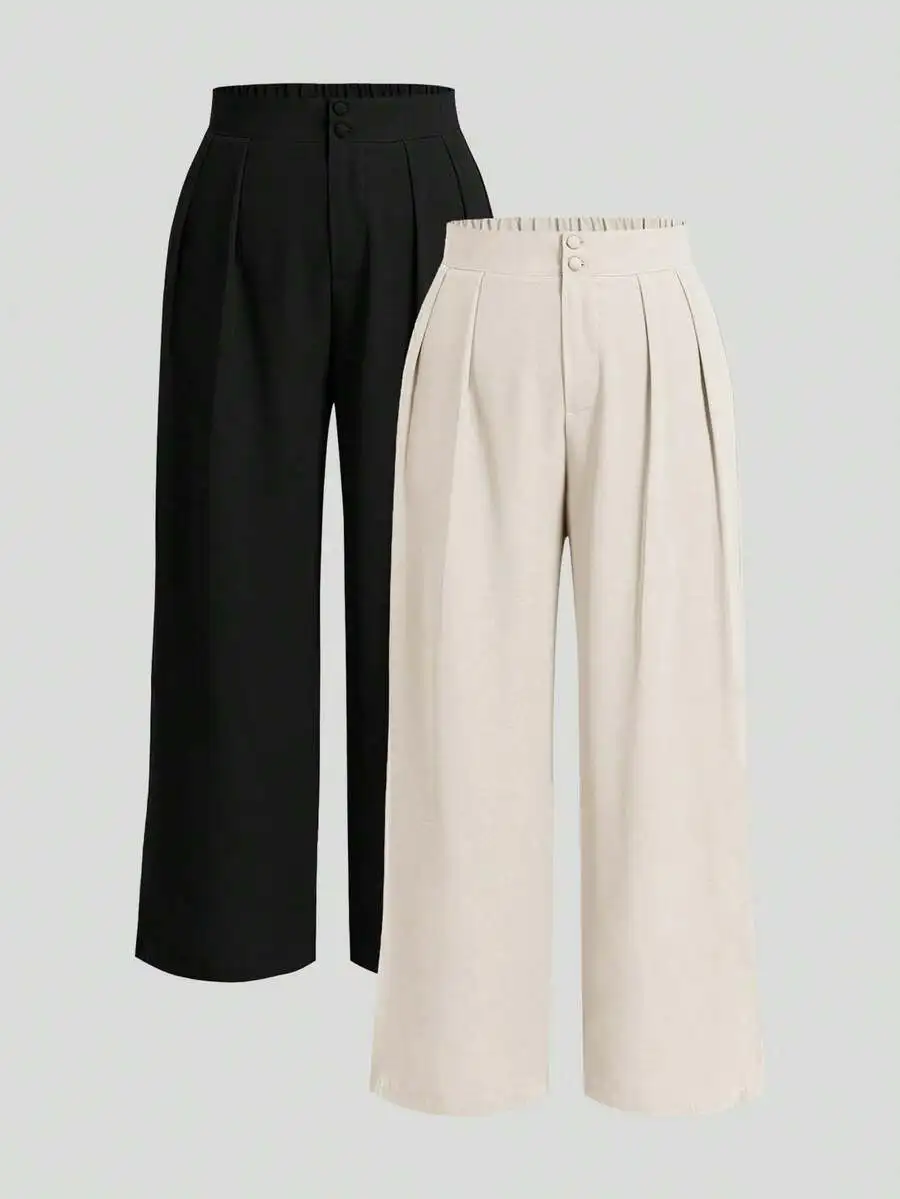 2-Pack Plus Size Women's High-Waisted Pleated Wide-Leg Pants
2-Pack Plus Size Women's High-Waisted Pleated Wide-Leg Pants