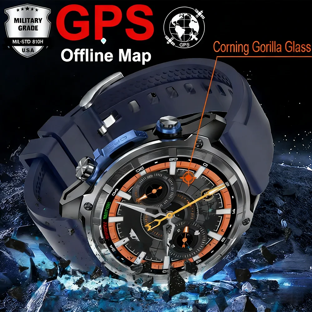 New Military GPS Smart Watch Men Offline Map 860 mAh Compass 5ATM Waterproof 4GB Memory Swimming Sapphire Screen Smartwatch 2026
New Military GPS Smart Watch Men Offline Map 860 mAh Compass 5ATM Waterproof 4GB Memory Swimming Sapphire Screen Smartwatch 2026