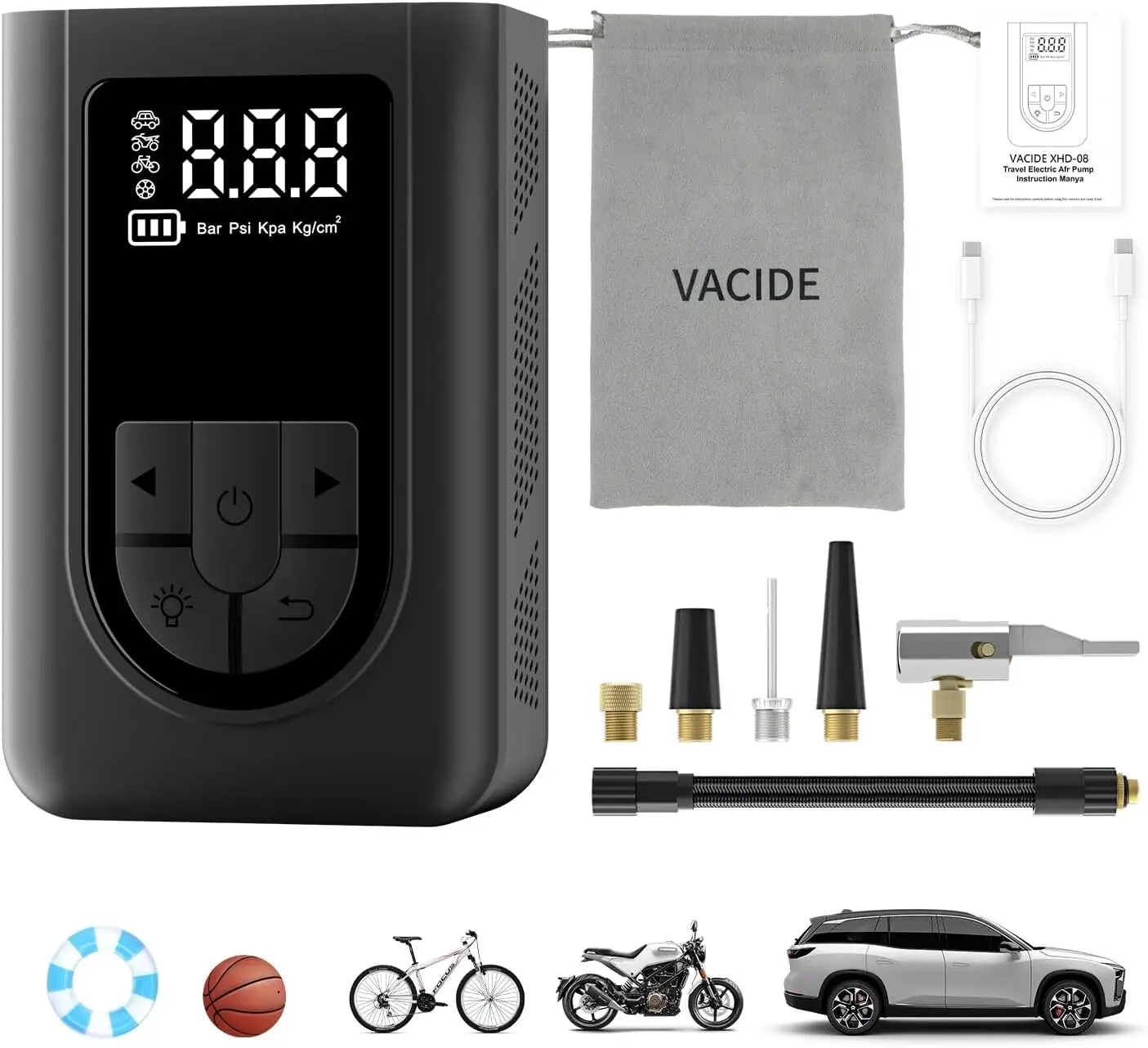 Portable Tire Inflator 150PSI Air Pump for Cars, Bikes, Moto & Balls – 3X Faster with Pressure Detection
Portable Tire Inflator 150PSI Air Pump for Cars, Bikes, Moto & Balls – 3X Faster with Pressure Detection