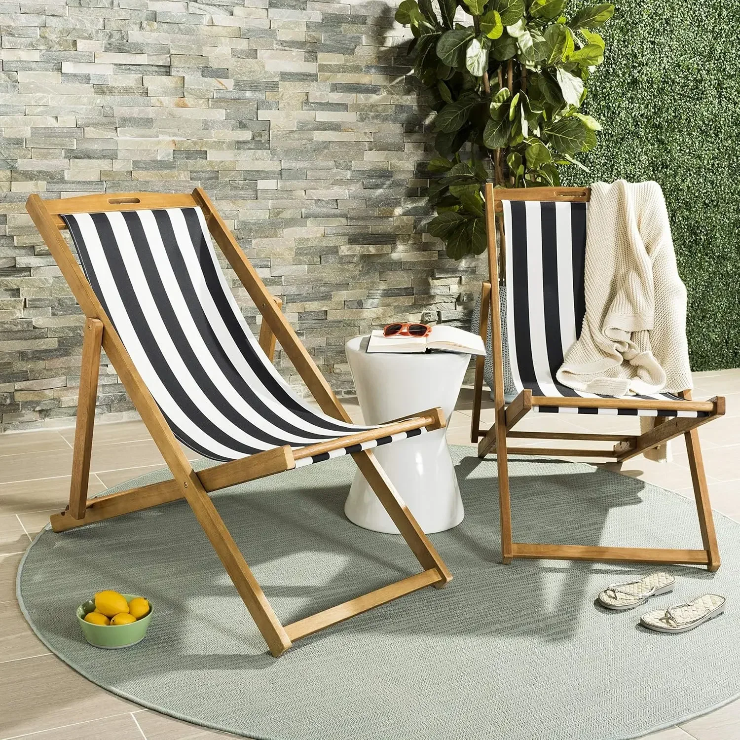 PAT7040C-SET2 Outdoor Collection Loren Teak, White Foldable Sling Adirondack Chair, Natural/Black Stripe
PAT7040C-SET2 Outdoor Collection Loren Teak, White Foldable Sling Adirondack Chair, Natural/Black Stripe