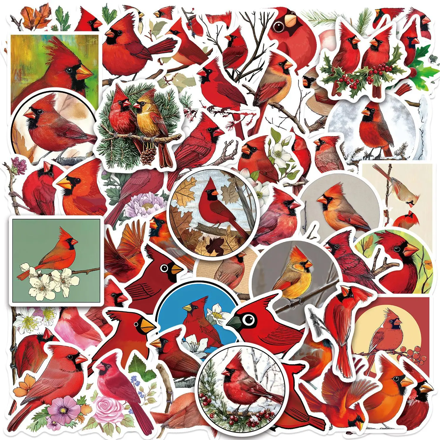 50Pcs Cartoon Red-Crested Cardinal Stickers Realistic Red Birds Decal DIY Scrapbook Diary Suitcase Fridge Stationery Gift
50Pcs Cartoon Red-Crested Cardinal Stickers Realistic Red Birds Decal DIY Scrapbook Diary Suitcase Fridge Stationery Gift