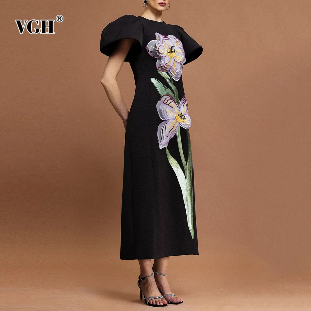 VGH Elegant Slimming Solid Printing Dresses For Women Round Neck Short Sleeve High Waist Temperament Dress Female Fashion New
VGH Elegant Slimming Solid Printing Dresses For Women Round Neck Short Sleeve High Waist Temperament Dress Female Fashion New