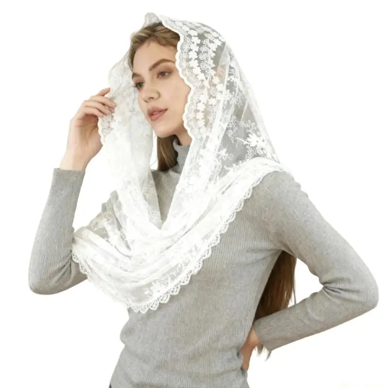 31BF Lace Flower Mantilla Veil Mass Headveil Headpiece for Church Wedding Ceremony
31BF Lace Flower Mantilla Veil Mass Headveil Headpiece for Church Wedding Ceremony