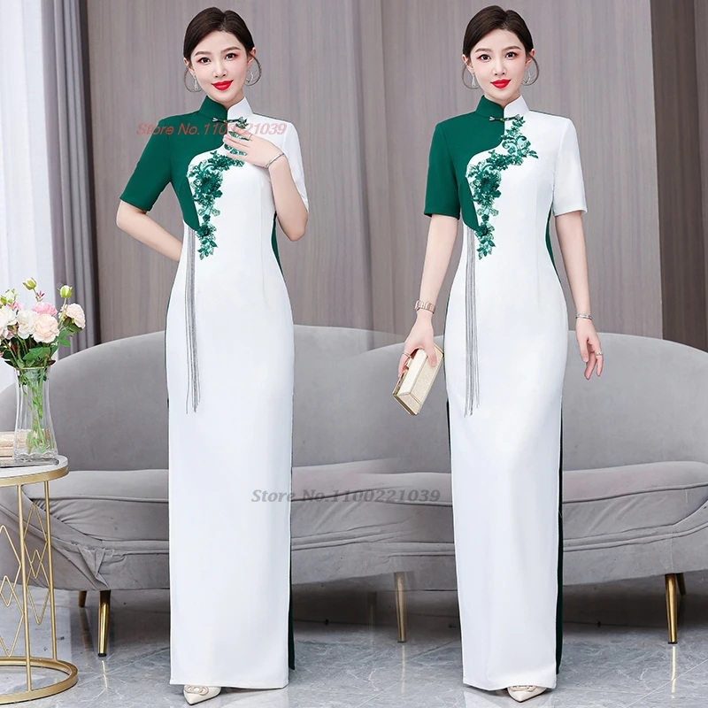 2025 chinese performance dress improved cheongsam national flower embroidery patchwork qipao dress banquet evening dress vestido
2025 chinese performance dress improved cheongsam national flower embroidery patchwork qipao dress banquet evening dress vestido