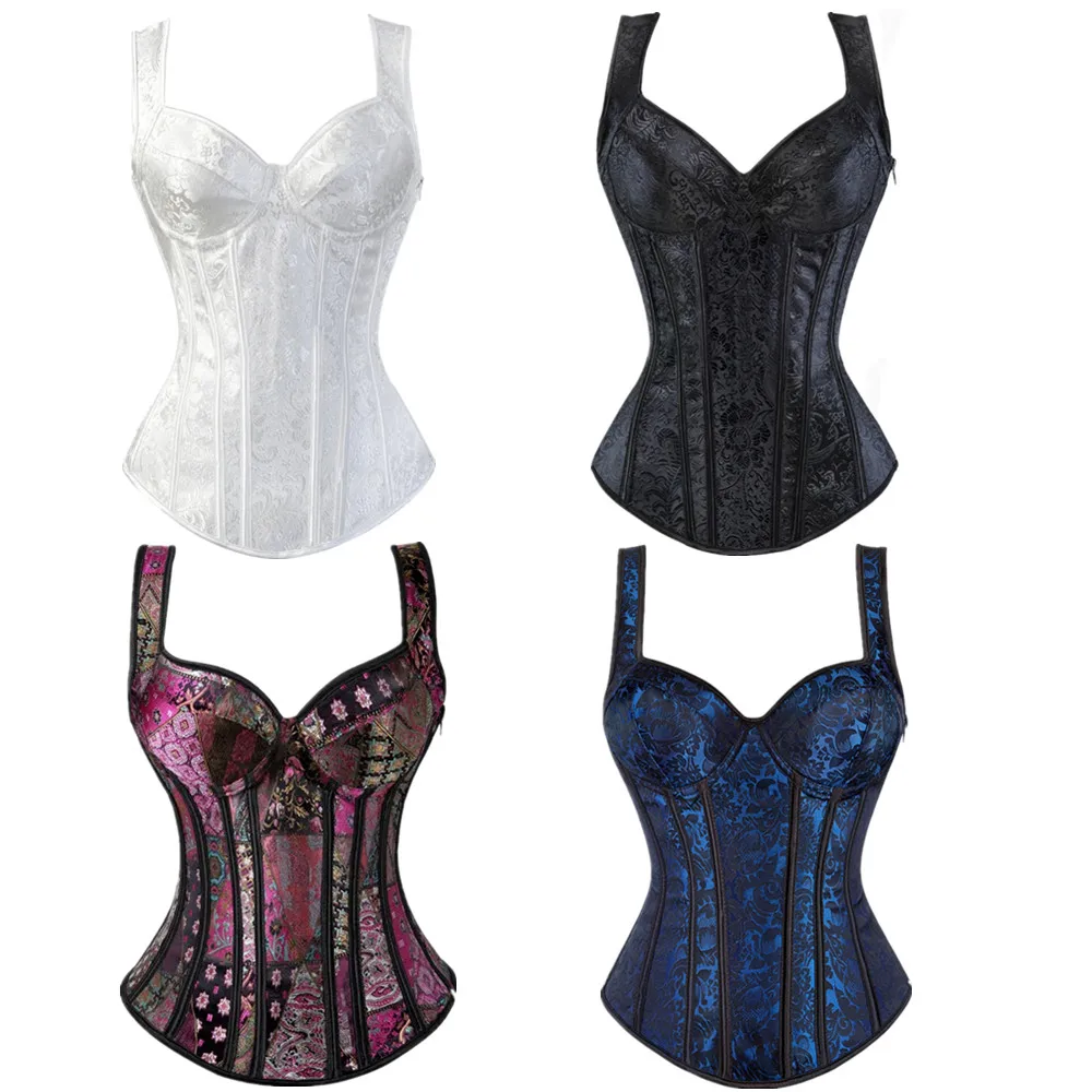 Women Medieval Vintage Corset with Shoulder Straps Gothic Victorian Bustier Top Jacquard Overbust Korset Vest
Women Medieval Vintage Corset with Shoulder Straps Gothic Victorian Bustier Top Jacquard Overbust Korset Vest