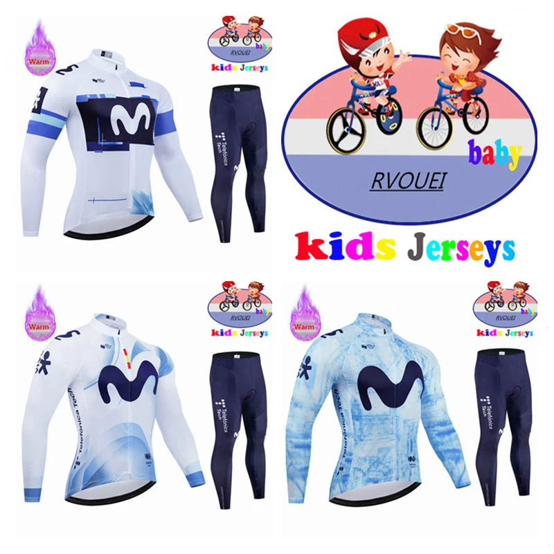 Movistar Team Winter Bicycle Clothing Kids Cycling Jersey Set Long Sleeve Clothes Thermal Fleece Uniform Protection Keep Warm
Movistar Team Winter Bicycle Clothing Kids Cycling Jersey Set Long Sleeve Clothes Thermal Fleece Uniform Protection Keep Warm