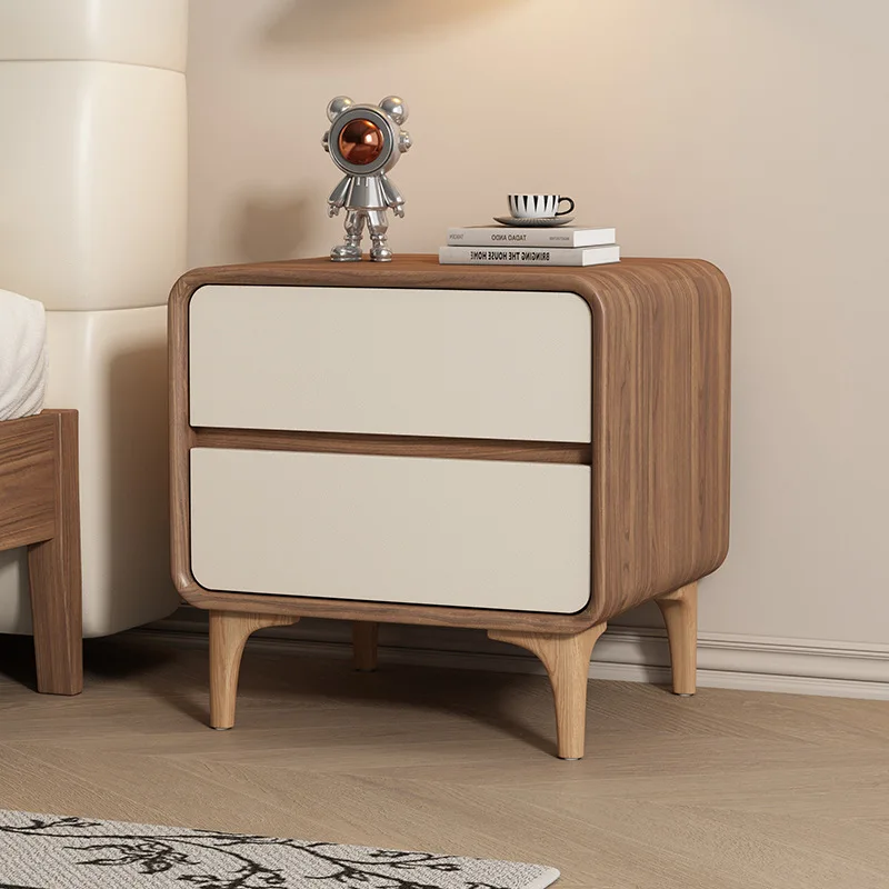 All solid wood bedside table, simple modern small wood grain leather bedroom locker
All solid wood bedside table, simple modern small wood grain leather bedroom locker