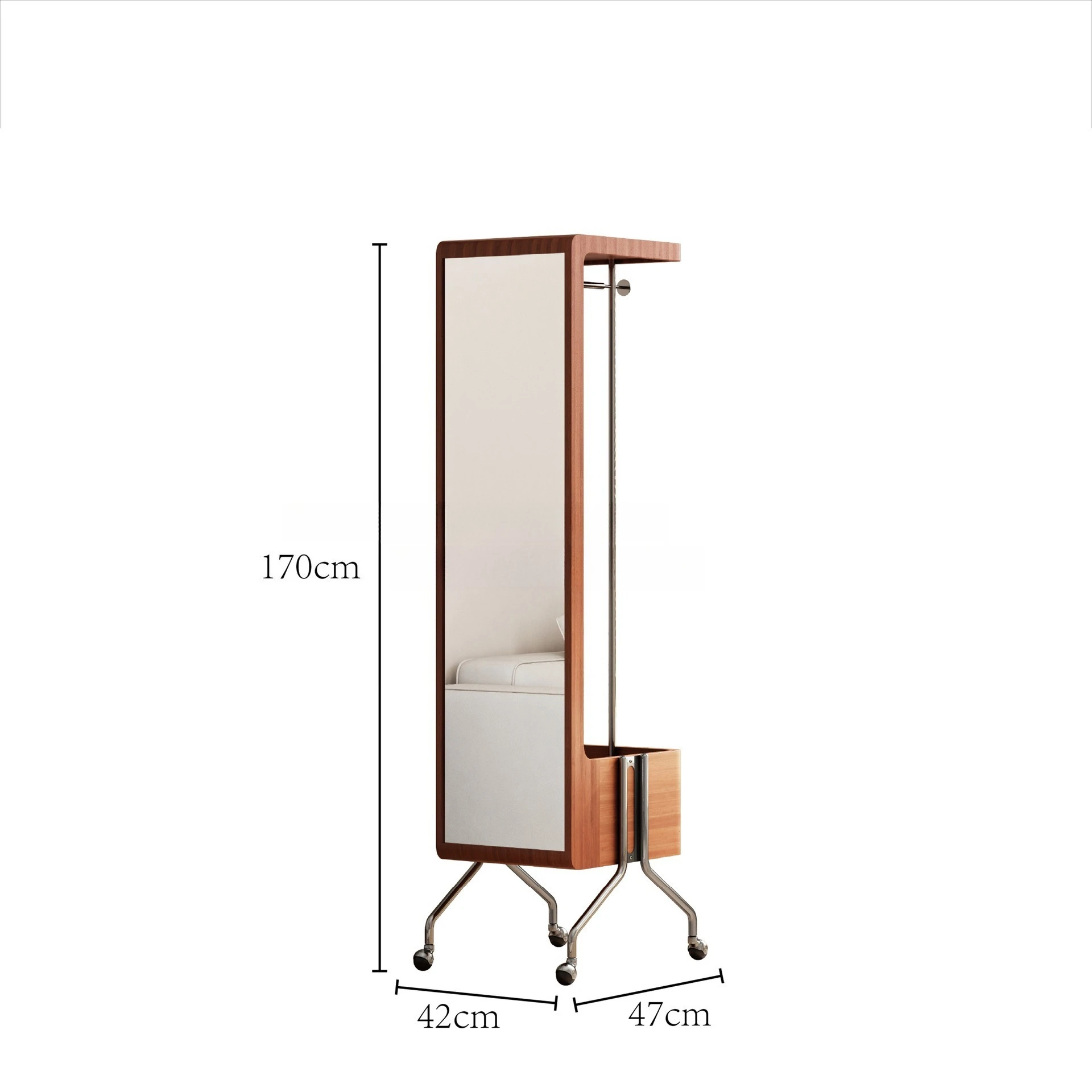 Multi-functional solid wood full-body mirror, floor mirror storage hanger, small apartment mobile
Multi-functional solid wood full-body mirror, floor mirror storage hanger, small apartment mobile
