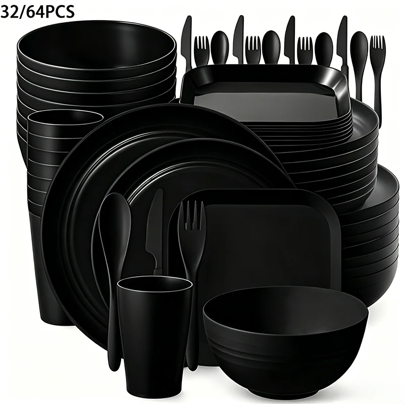 32/64pcs Wheat Straw Cutlery Set Bulk Plates Lightweight Dishes Cups Cutlery Dishwasher Microwave Safe For Camping Picnic
32/64pcs Wheat Straw Cutlery Set Bulk Plates Lightweight Dishes Cups Cutlery Dishwasher Microwave Safe For Camping Picnic