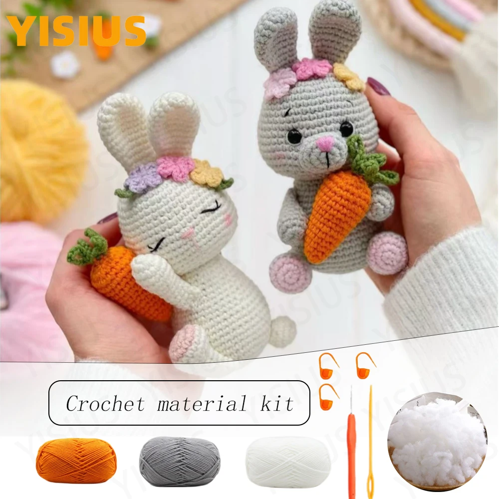 Handmade Easter Bunny Amigurumi Knitting Dolly Crochet Set Kit Material with Hook Diagrams in English DIY Cute Rabbit Craft Gift
Handmade Easter Bunny Amigurumi Knitting Dolly Crochet Set Kit Material with Hook Diagrams in English DIY Cute Rabbit Craft Gift